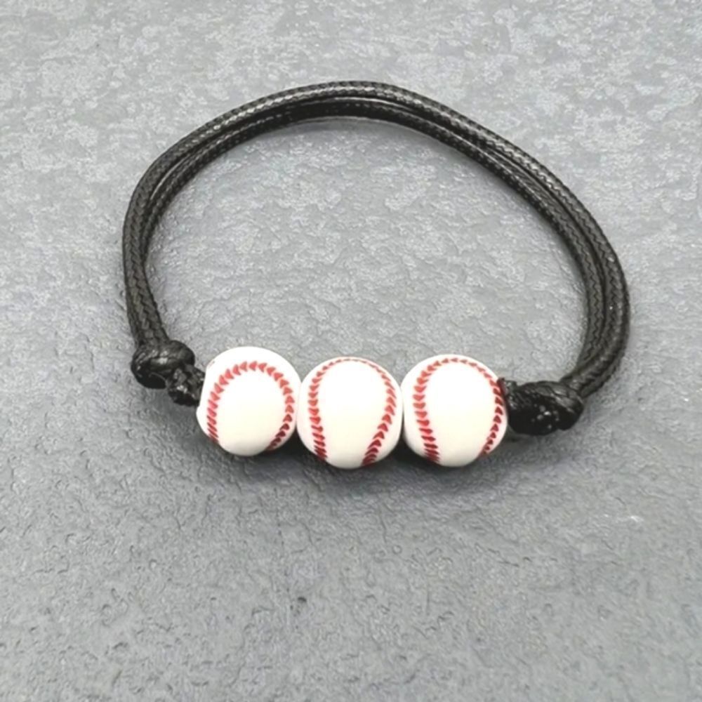 Unisex kids baseball adjustable charm bracelet - Picture 3 of 7
